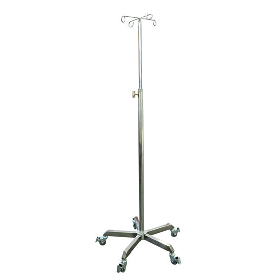 4 Hook #304 Stainless Steel, 5 Leg Base, Smooth Castors - 1350 - 2050mm