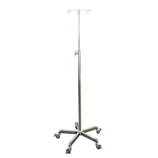 2 Hook #304 Stainless Steel, 5 Leg Base, Smooth Castors - 1350 - 2050mm