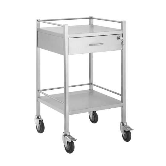 Single Stainless Steel Trolley 1 Draw With Lock - 500 x 500 x 900
