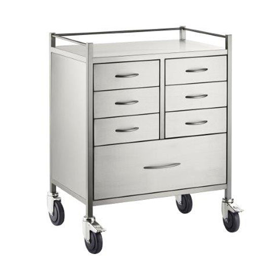 Resus SS Trolley - 6 half drawers (125mm) 1 full drawer (250mm) - 600 x 500 x 970